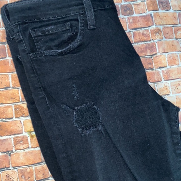 Black Stretch Distressed Skinny Jeans - Picture 2 of 8